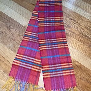 Sutton Studio Cashmere Scarf. Plaid with Fringe Detail. Very gently used.